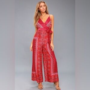 Free People Cabbage Red Jumpsuit